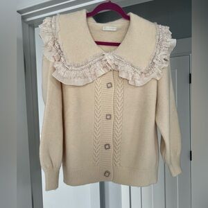 Vita Grace Cream Collared Cardigan Sweater